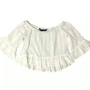 Zara Woman size XS woman’s embroidered off white crop top 3/4 sleeves